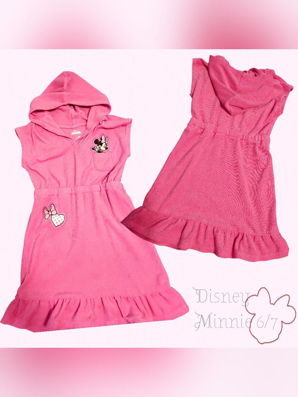 Disney Minnie Mouse Pink Hooded Dress for Kids 6/7